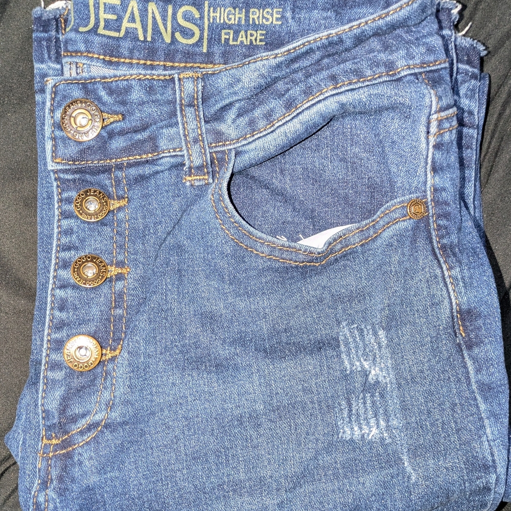 GOGO High Rise Flare Jeans in Denim Blue